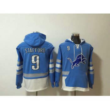 Nike Detroit Lions 9 Matthew Stafford Blue Stitched Pullover Hoodie