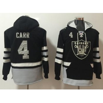 Nike Oakland Raiders #4 Derek Carr Black Grey Name & Number Pullover NFL Hoodie