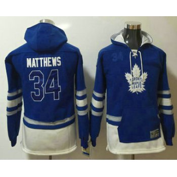 Youth Toronto Maple Leafs #34 Auston Matthews 2016 Royal Blue Throwback Pocket Stitched NHL Old Time Hockey Hoodie