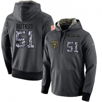 NFL Men's Nike Chicago Bears #51 Dick Butkus Stitched Black Anthracite Salute to Service Player Performance Hoodie
