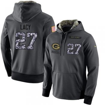 NFL Men's Nike Green Bay Packers #27 Eddie Lacy Stitched Black Anthracite Salute to Service Player Performance Hoodie