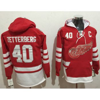 Red Wings #40 Henrik Zetterberg Red Name & Number Pullover NHL Hoodie