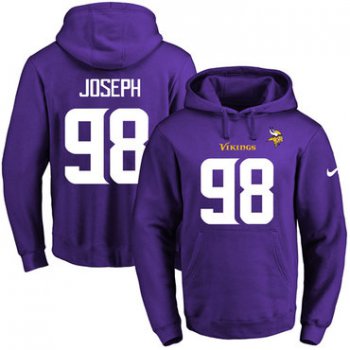 Nike Vikings #98 Linval Joseph Purple Name & Number Pullover NFL Hoodie