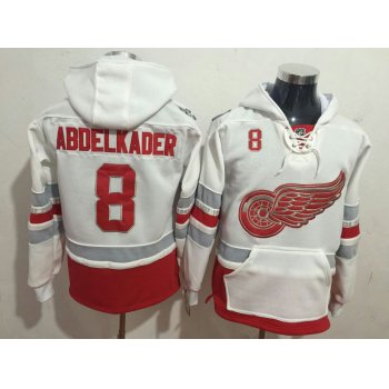 Red Wings 8 Justin Abdelkader White All Stitched Hooded Sweatshirt