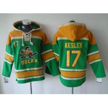Men's Anaheim Ducks #17 Ryan Kesler Old Time Hockey Green Hoodie