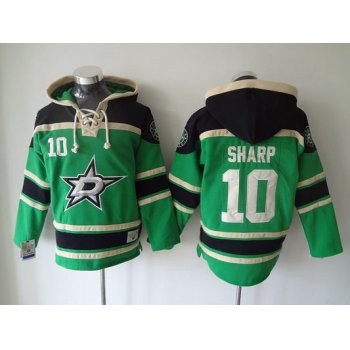 Men's Dallas Stars #10 Patrick Sharp Old Time Hockey Green Hoodie