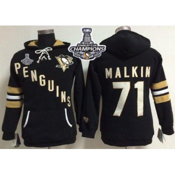 Pittsburgh Penguins #71 Evgeni Malkin Black 2016 Stanley Cup Champions Women's Old Time Heidi NHL Hoodie