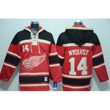 Red Wings #14 Gustav Nyquist Red Sawyer Hooded Sweatshirt Stitched NHL Jersey