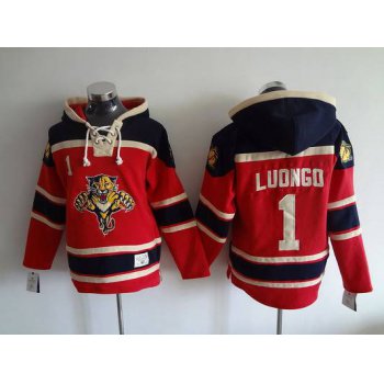 Men's Florida Panthers #1 Roberto Luongo Old Time Hockey Red Hoodie