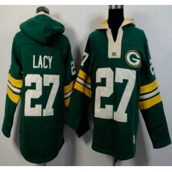 Men's Green Bay Packers #27 Eddie Lacy Green Team Color 2015 NFL Hoody