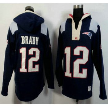 Men's New England Patriots #12 Tom Brady Navy Blue Team Color 2015 NFL Hoody