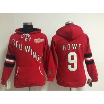 Old Time Hockey Detroit Red Wings #9 Gordie Howe Red Womens Hoodie