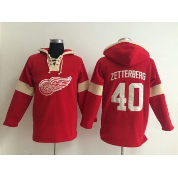 2014 Old Time Hockey Detroit Red Wings #40 Henrik Zetterberg Red Hoodie