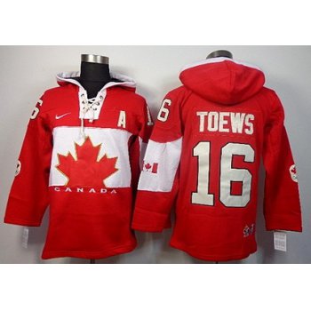 2014 Old Time Hockey Olympics Canada #16 Jonathan Toews Red Hoodie