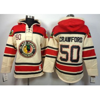 Old Time Hockey Chicago Blackhawks #50 Corey Crawford Cream Hoodie