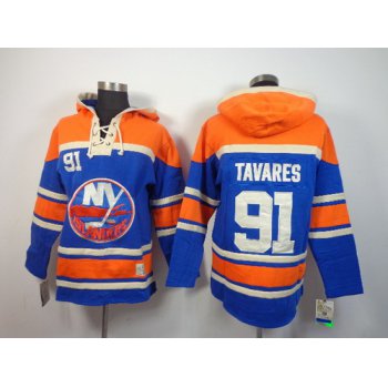 Old Time Hockey New York Islanders #91 John Tavares Light Blue Hoodie