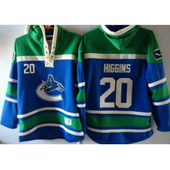 Old Time Hockey Vancouver Canucks #20 Chris Higgins Blue Hoodie