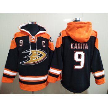 Men's Anaheim Ducks #9 Paul Kariya Stitched Black Hoodie