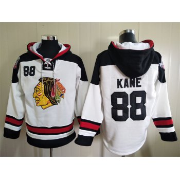 Men's Chicago Blackhawks #88 Patrick Kane White Ageless Must Have Lace Up Pullover Hoodie