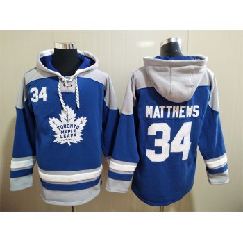 Men's Toronto Maple Leafs #34 Auston Matthews Royal Blue Hoodie