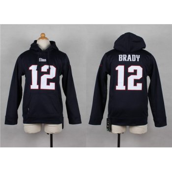 Nike New England Patriots #12 Tom Brady Blue Kids Hoodie