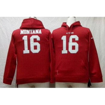 Nike San Francisco 49ers #16 Joe Montana Red Kids Hoodie