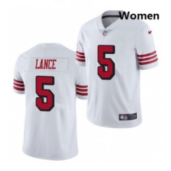 Women San Francisco 49ers #5 Trey Lance Jersey White 2021 Color Rush Limited