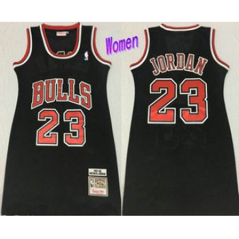 Women's Chicago Bulls #23 Michael Jordan 1997-98 Black Hardwood Classics Soul Swingman Throwback Dress