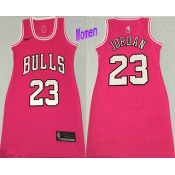 Women's Chicago Bulls #23 Michael Jordan Pink Nike Swingman Stitched Dress Jersey