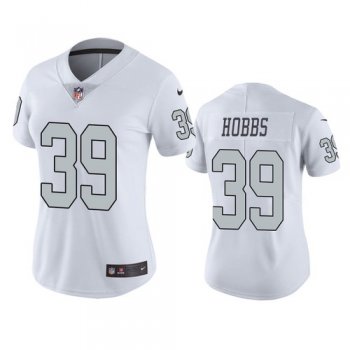 Women's Las Vegas Raiders #39 Nate Hobbs White Color Rush Limited Jersey