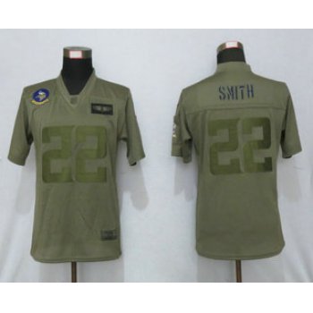 Women's Minnesota Vikings #22 Harrison Smith NEW Olive 2019 Salute To Service Stitched NFL Nike Limited Jersey