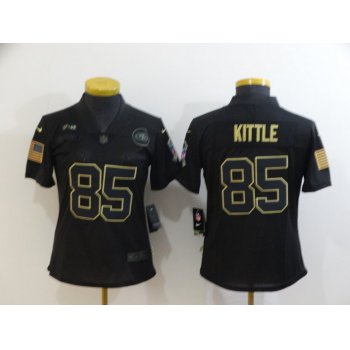 Women's San Francisco 49ers #85 George Kittle Black 2020 Salute To Service Stitched NFL Nike Limited Jersey