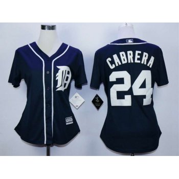 Detroit Tigers #24 Miguel Cabrera Blue Women New Cool Base Jersey
