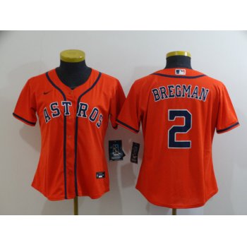 Women's Houston Astros #2 Alex Bregman Orange Stitched MLB Cool Base Nike Jersey