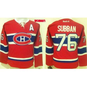Women's Montreal Canadiens #76 P.K. Subban Reebok Red 2015-16 Home Premier Jersey