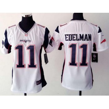 Women's New England Patriots #11 Julian Edelman White Road 2015 NFL Nike Game Jersey