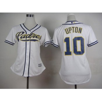 Women's San Diego Padres #10 Justin Upton Home White 2015 MLB Cool Base Jersey