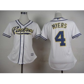 Women's San Diego Padres #4 Wil Myers Home White 2015 MLB Cool Base Jersey