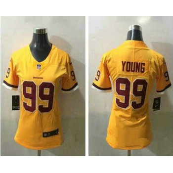 Women's Washington Redskins #99 Chase Young Gold 2020 Color Rush Stitched NFL Nike Limited Jersey