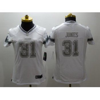 Women's Dallas Cowboys #31 Byron Jones White Platinum NFL Nike Limited Jersey