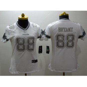 Women's Dallas Cowboys #88 Dez Bryant White Platinum NFL Nike Limited Jersey