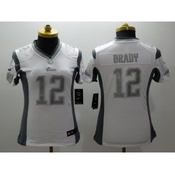 Women's New England Patriots #12 Tom Brady Platinum White Platinum NFL Nike Limited Jersey