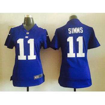 Women's New York Giants #11 Phil Simms Royal Blue Retired Player NFL Nike Game Jersey