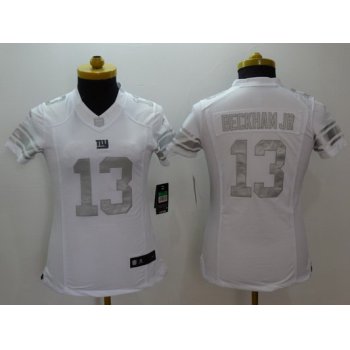 Women's New York Giants #13 Odell Beckham Jr White Platinum NFL Nike Limited Jersey