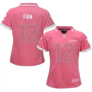 Women's Seattle Seahawks #12 Fan Pink Bubble Gum 2015 NFL Jersey