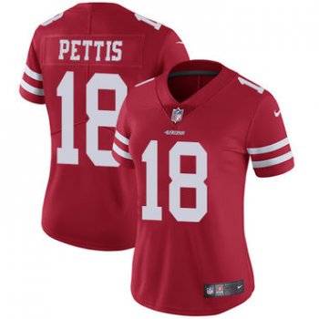 Nike 49ers #18 Dante Pettis Red Team Color Women's Stitched NFL Vapor Untouchable Limited Jersey