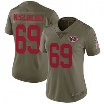 Nike 49ers #69 Mike McGlinchey Olive Women's Stitched NFL Limited 2017 Salute to Service Jersey