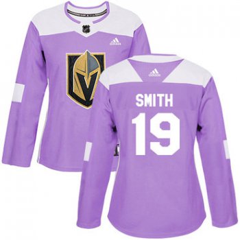 Adidas Vegas Golden Knights #19 Reilly Smith Purple Authentic Fights Cancer Women's Stitched NHL Jersey