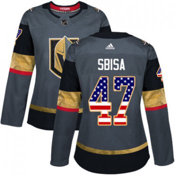 Adidas Vegas Golden Knights #47 Luca Sbisa Grey Home Authentic USA Flag Women's Stitched NHL Jersey