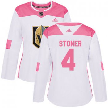 Adidas Vegas Golden Knights #4 Clayton Stoner White Pink Authentic Fashion Women's Stitched NHL Jersey